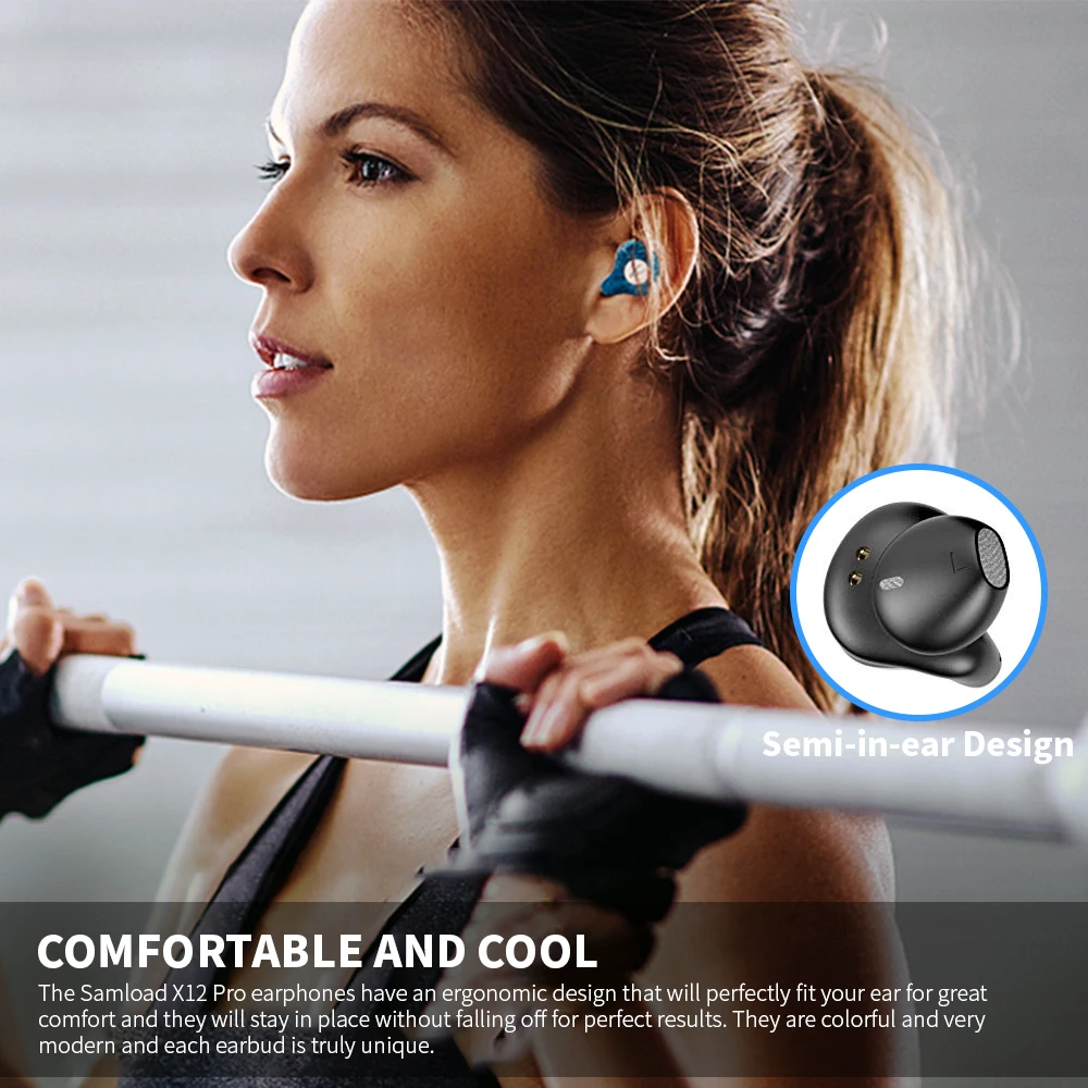 Samload X12P Bluetooth 5,0 наушники 6D HIFI звук беспроводные наушники-вкладыши полу-в-ухо наушники с зарядным устройством для большинства смартфонов