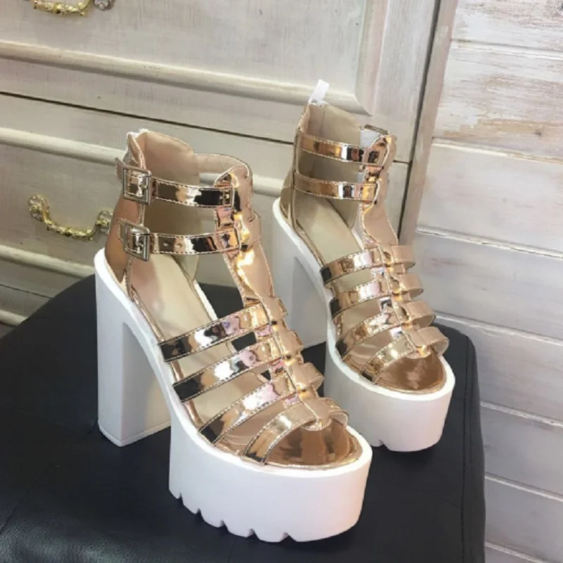 Women Sandals High Heels New Summer Fashion Buckle Female Gladiator Platform Shoes Woman Black | Обувь