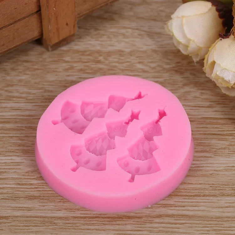 1 шт Fondant (сахарная) торт силиконовые формы Рождество Дерево лист Форма форма для