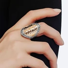 Huitan Ретро увеличенная текстура эпоксидные кольца ювелирные изделия большие желтые камни искусственный Тибетский сплав антикварное кольцо унисекс