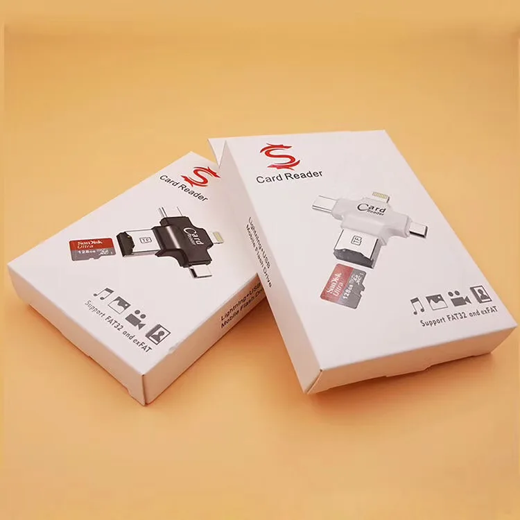 Считыватель карт памяти 4 в 1 Type c/8 pin/Micro USB/USB 2 0 Micro SD для Android Ipad/iphone 7plus 6s5s OTG