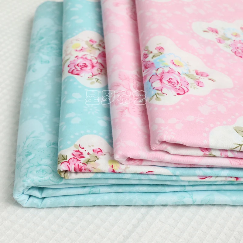 Бесплатная доставка 100% хлопок цветочный принт ткань ABCD для платья цена 1/2 ярда |