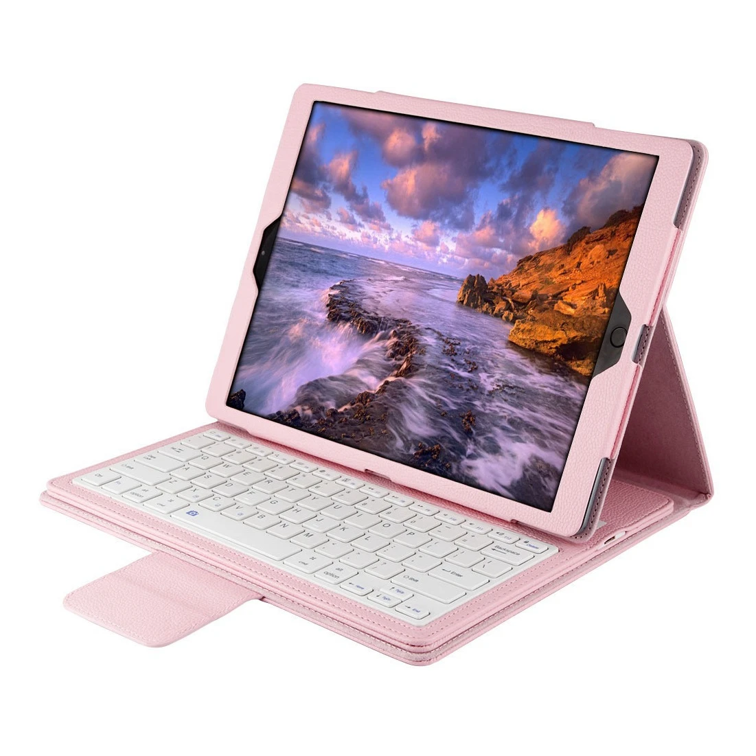 Для iPad Pro 12,9 дюйма, беспроводной чехол с клавиатурой Bluetooth для iPad Pro 12,9, кожаный чехол-подставка для планшета+ стилус - Цвет: Розовый