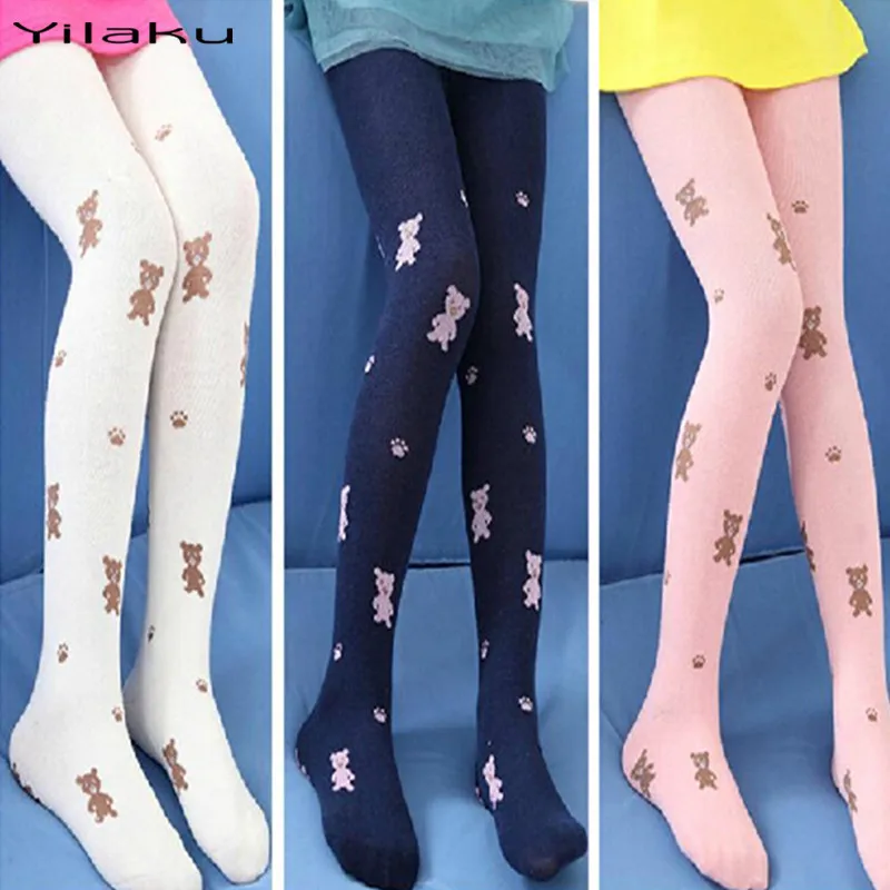 Модные хлопковые колготки Yilaku с мультяшным рисунком для маленьких девочек