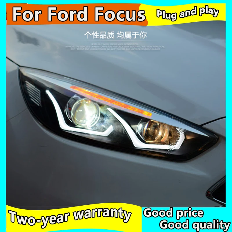 Автомобильный Стайлинг чехол для передней фары Ford Focus 2015 2018 светодиодный ные DRL