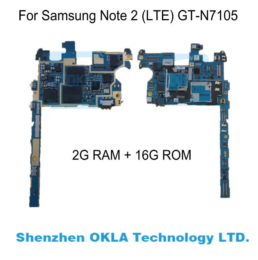 1 шт. используется разблокирована работает хорошо для samsung Note2 N7105 LTE 2G Оперативная память 16G Встроенная память материнская плата материально-доска