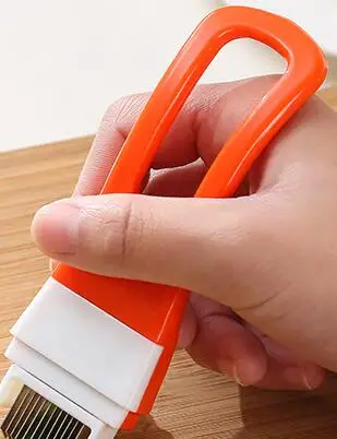 Orange White Кухонный нож Shred Инструменты ломтик столовые приборы новейший дизайн острый лук нож для овощерезки многофункциональный нож острый скальон - Цвет: Orange White