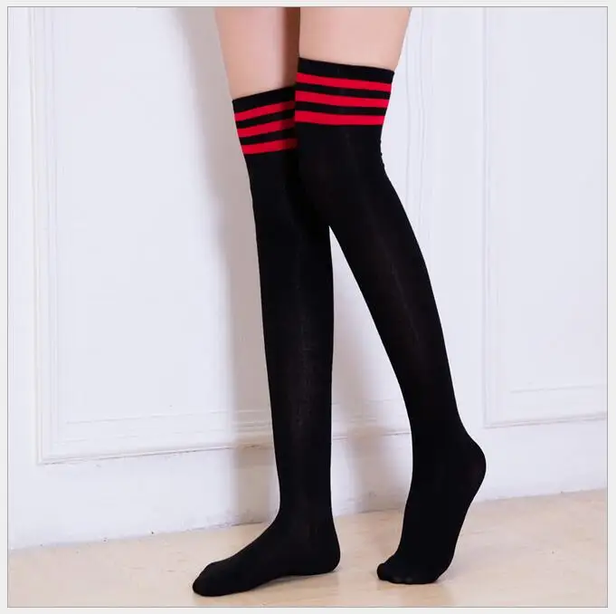 Dtwobros высокие женские тонкие чулки мягкие компрессионные модные летние полосатые