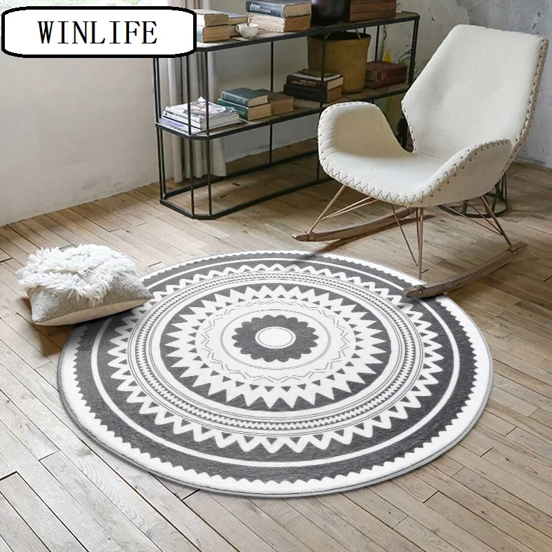 WINLIFE Modern Cartoon/Geometric Carpets Tea Table Mats Round Area Rugs Anti-Skid For Living Room/Bedroom/Hotel/Yoga Play | Дом и сад