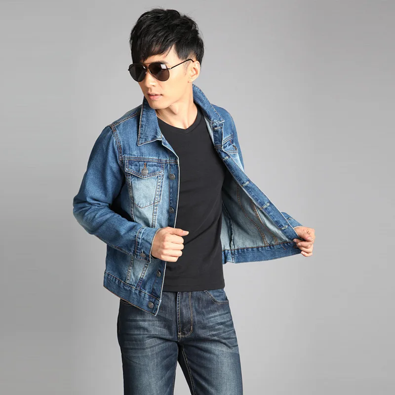 2015 vintage fashion denim jacket men's 