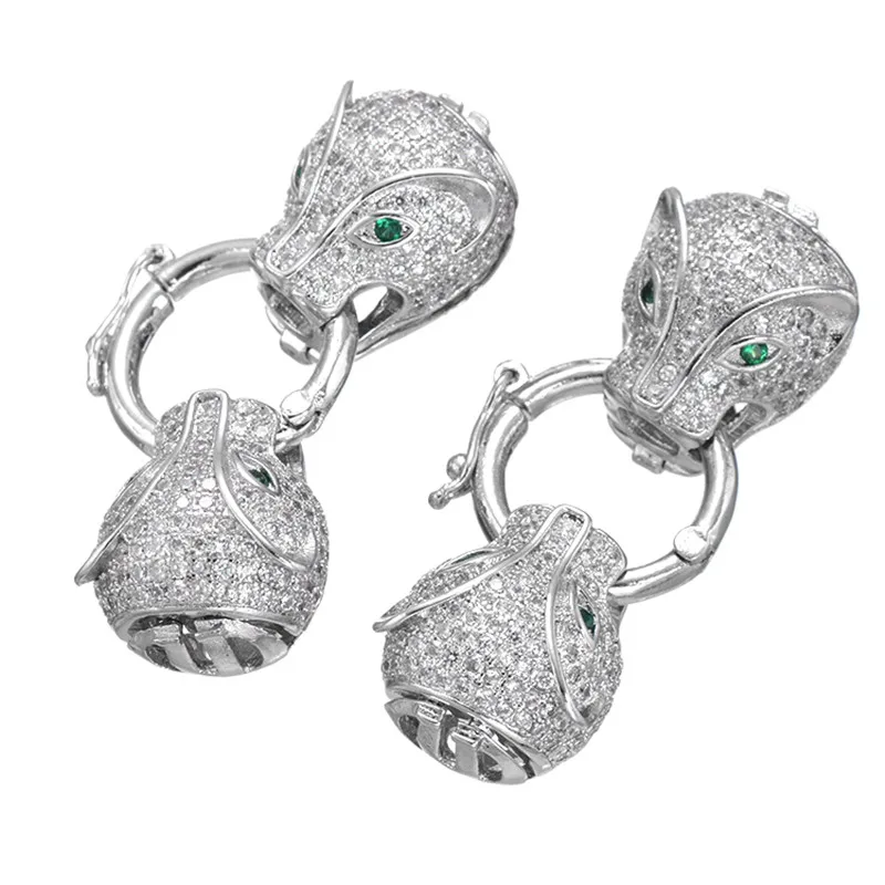 rose gold Хит, голова животного, Bijoux, циркон, пантера, плавающие амулеты для браслетов и ожерелья, большие микро медные застежки, ювелирные изделия Berloque - Окраска металла: rose gold