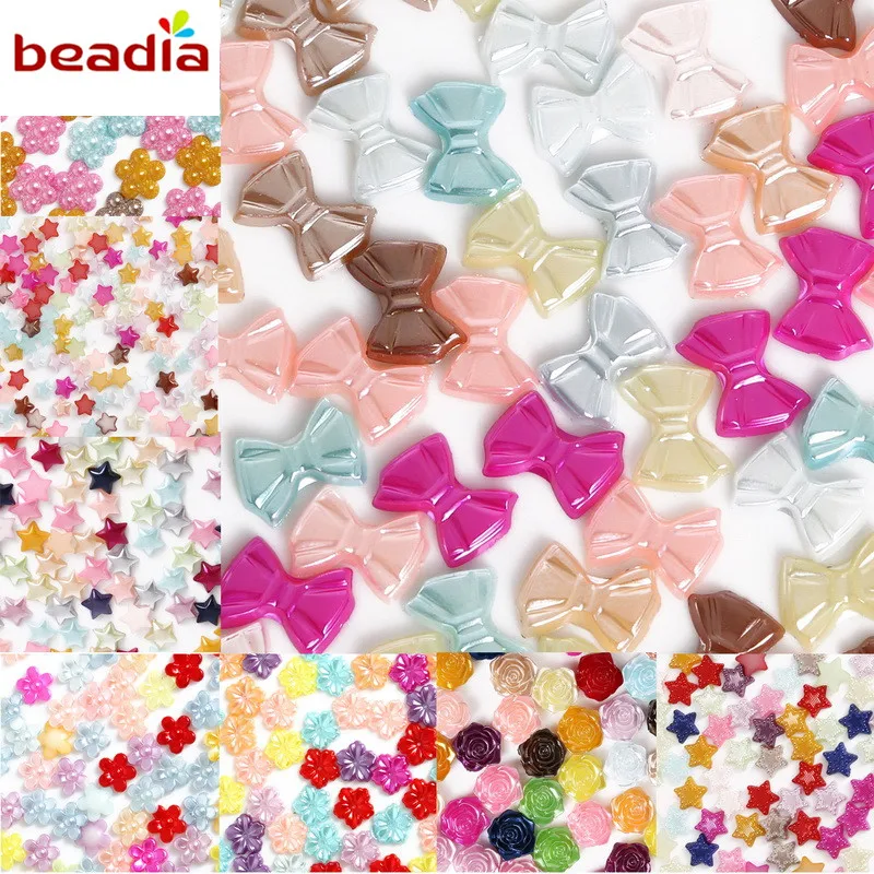 Модные бусины с имитацией жемчуга пластиковые в форме звезды и цветка из