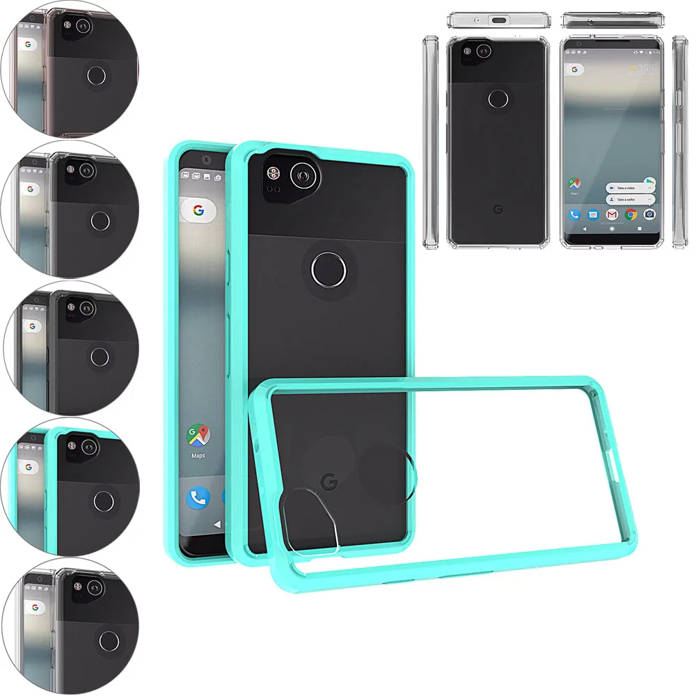 Тонкий прозрачный чехол для Google Pixel 2 мягкая рамка из ТПУ жесткий с защитой от