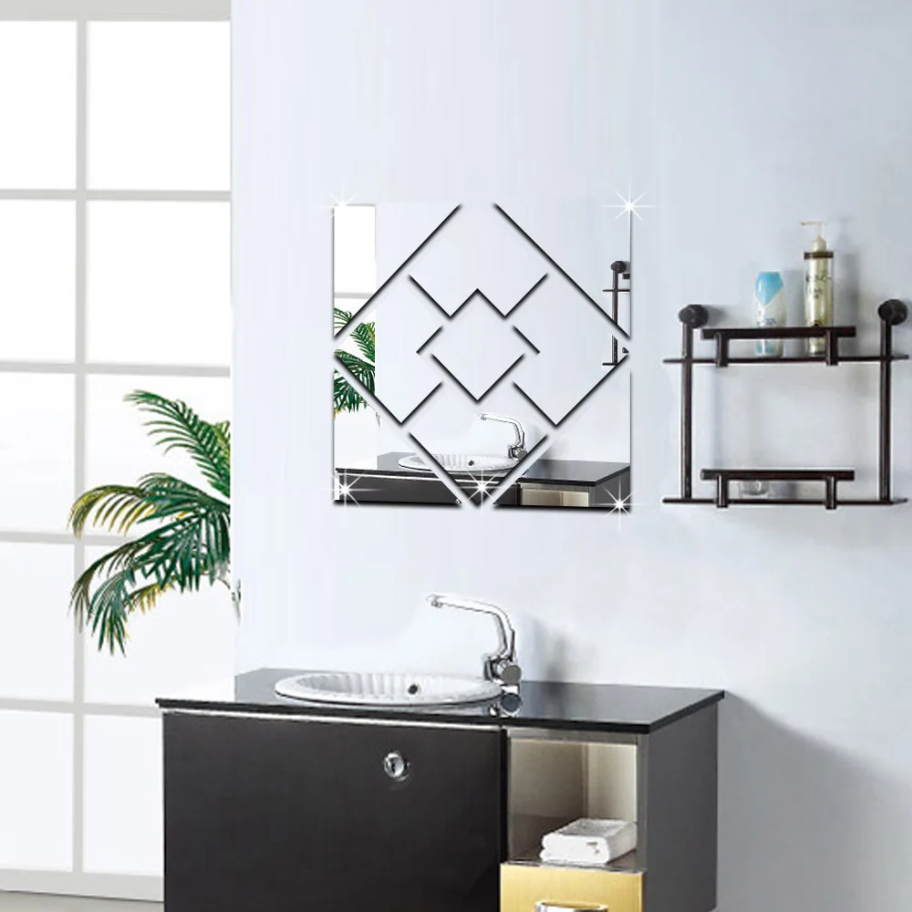 Funlife Geometrical Square Wall Paste Wholesale DIY Creative Crystal Mirror | Дом и сад