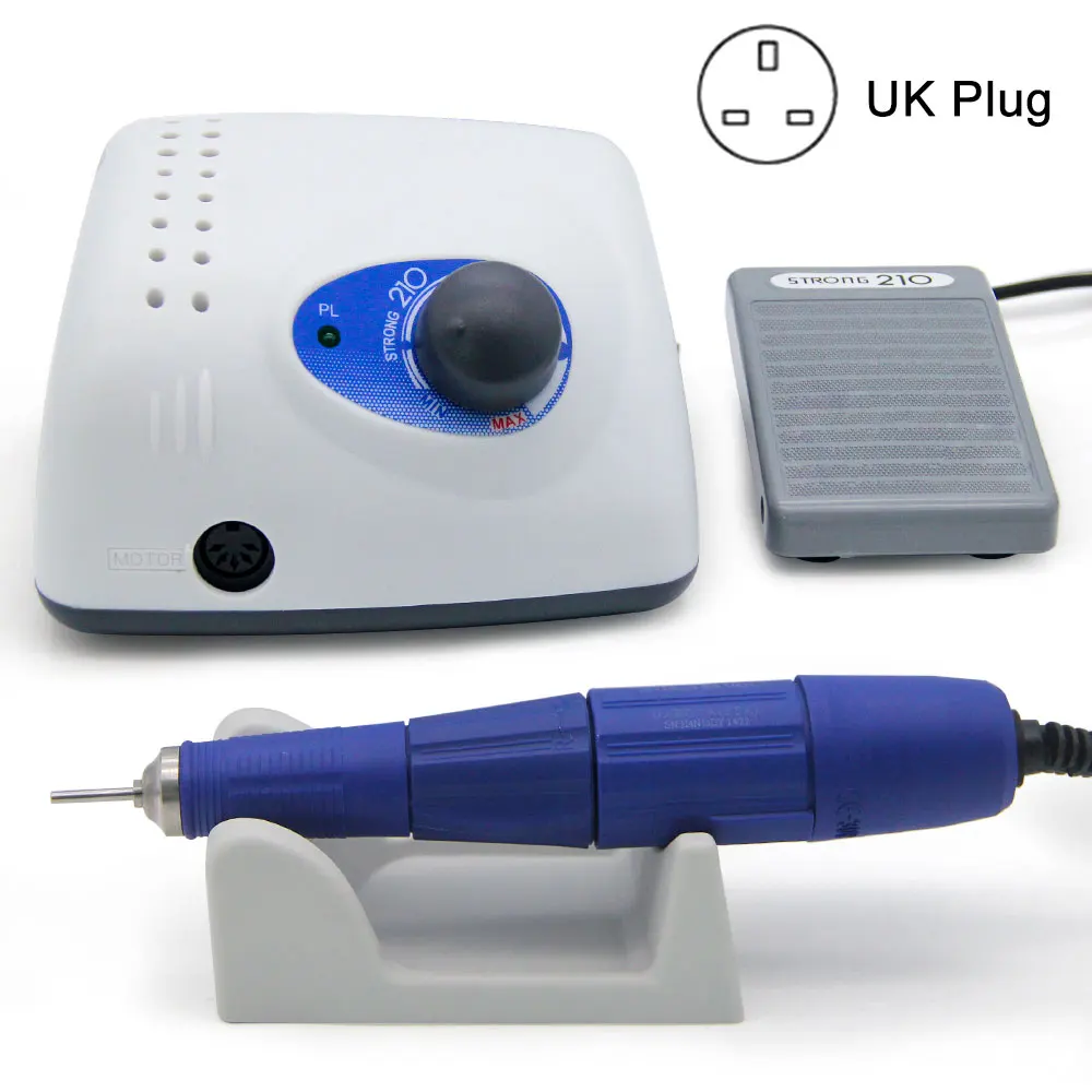 210 UK plug 35000 об/мин электрические фрезы для маникюра, дрель для ногтей, сильный аксессуар 210, оборудование для дизайна ногтей, инструменты для маникюра - Цвет: 210 UK plug