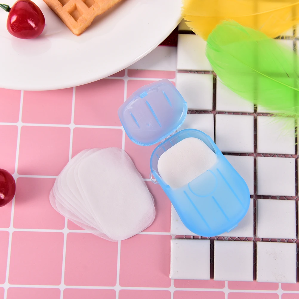 

2021 New 20pcs/pack Paper Soap Scented Slice Sheets Paper Washing Hand Bath Clean Wash Care with Case Random
