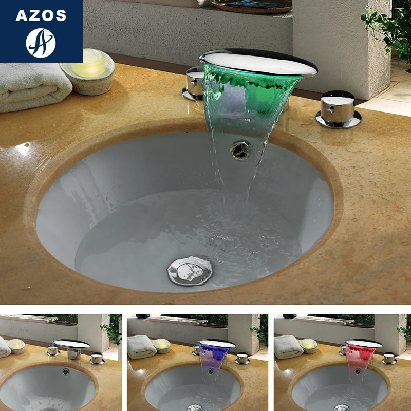 Azos Split FaucetDiscoloration водопад латунный хромированный переключатель холодной и
