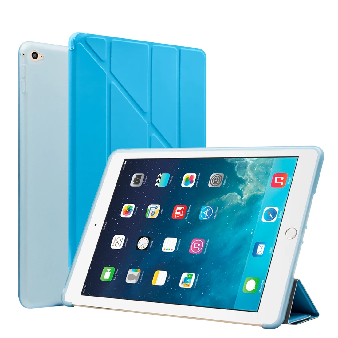 Для iPad Air 2 / Air 1 чехол, чехол для планшета Ультра тонкий тонкий кожаный PU+ силиконовый мягкий задний чехол для смарт-чехла для Apple iPad 5 6 автоматический спящий режим / пробуждение