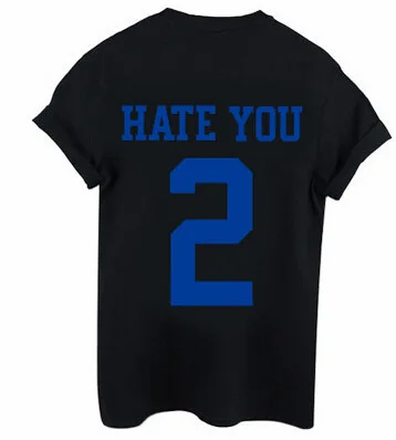 Дешево! для женщин летние топы с коротким рукавом принтом букв &quotHATE YOU 2 слишком