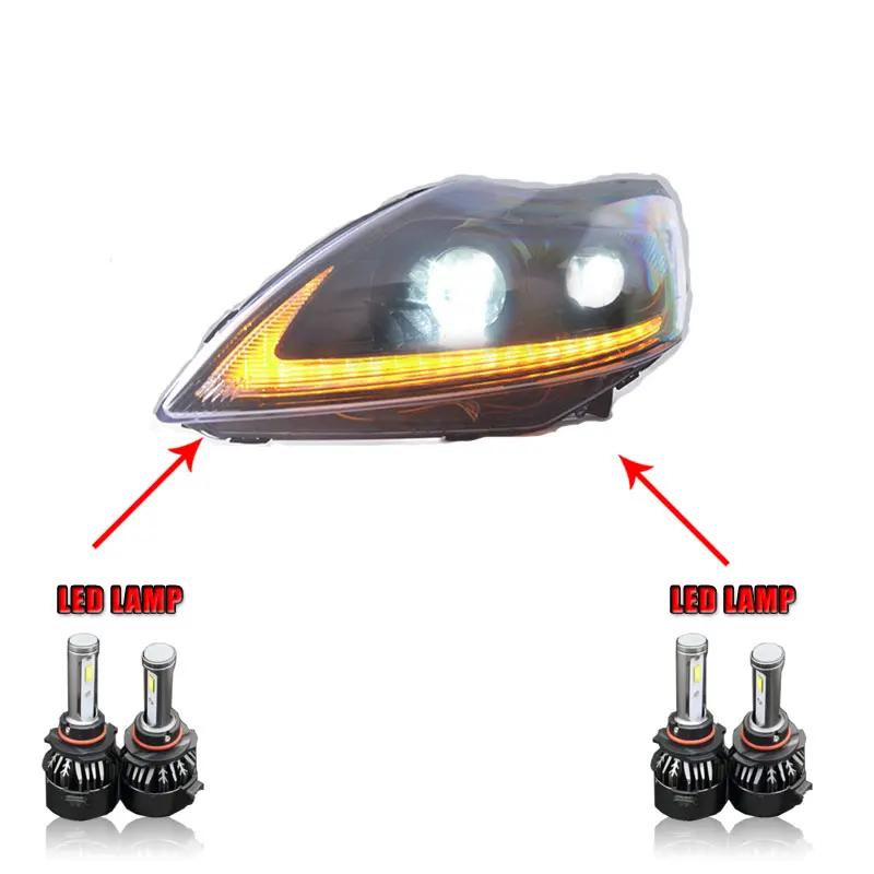 ALL LED 2 шт. светодиодный головной светильник s для ford focus 2009-2013 Автомобильный светодиодный светильник s двойной ксеноновый Объектив Автомобильные аксессуары дневные ходовые огни противотуманный светильник - Цвет: ALL LED