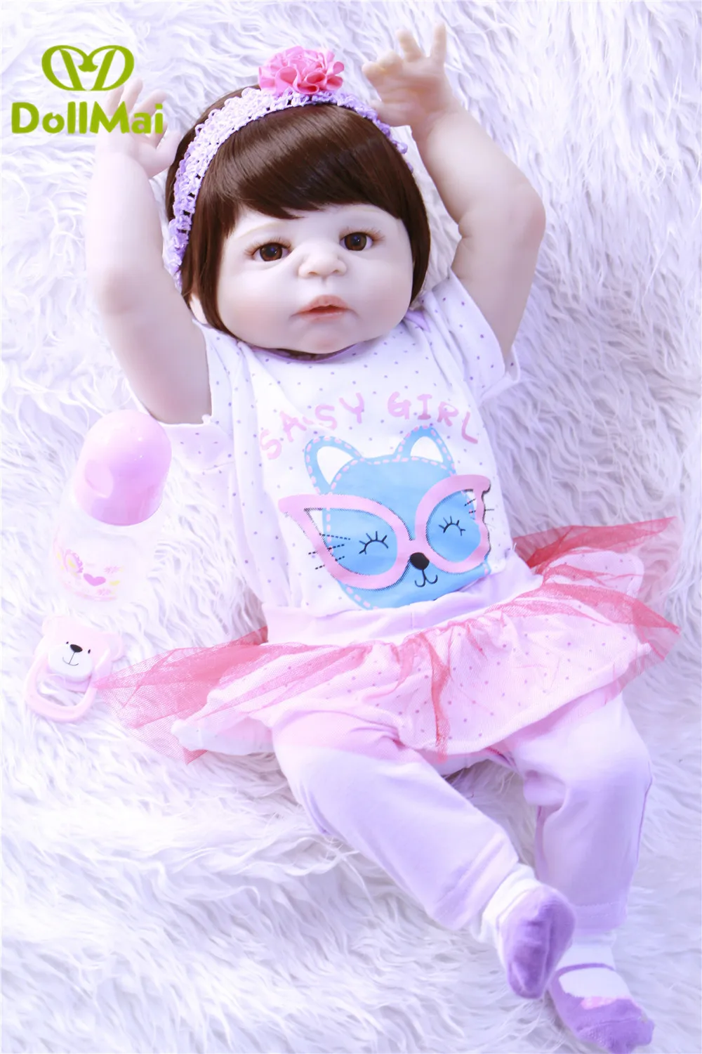 

22 ''Bebe живой Reborn bonecas, ручная работа, Реалистичная кукла Reborn Baby Doll для девочек, полное тело, винил, силикон, с соской, детский подарок