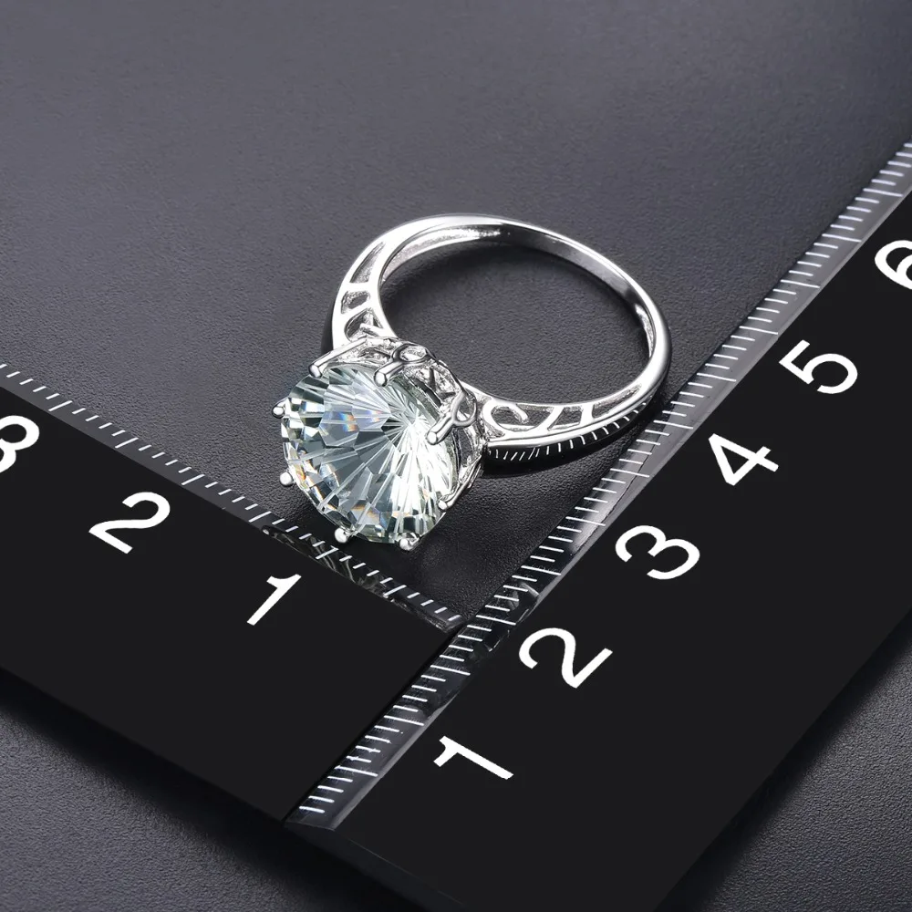 Hutang, 6.77ct, натуральный зеленый аметист, обручальные кольца, 925 пробы, серебро, вогнутая огранка, драгоценный камень, кольцо, изящное, элегантное, ювелирное изделие для женщин
