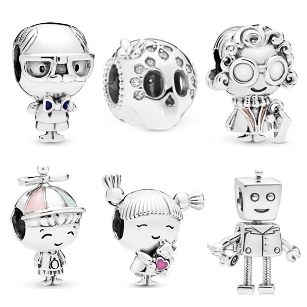 Fit Pandora Браслеты с подвесками браслеты для женщин для изготовления украшений вручную подарок для маленьких мальчиков и девочек кулон из эмалевого сплава Семейные бусины