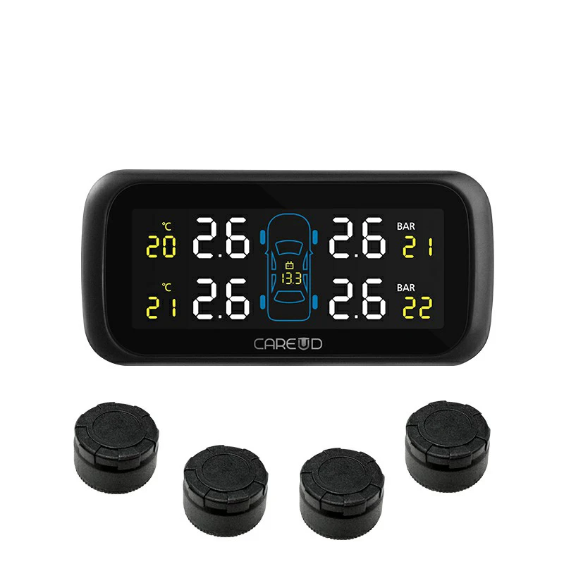 TPMS Android IOS Car Electronics Tire Pressure Alarm Monitoring System with External Replaceable Battery Sensors LCD Display | Автомобили