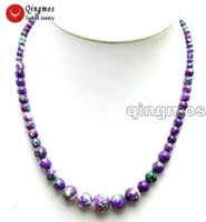 qingmos natural agates necklace for women with 4 12mm round purple multicolor 18 agates chokers necklace jewelry colar nec5860