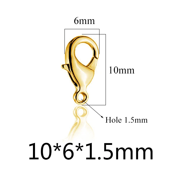 Gold 10mm Aiovlo 10 шт./лот, застежка-Карабин из нержавеющей стали, крючки, ювелирные изделия для изготовления материалов DIY, ожерелье, браслет, цепочка - Цвет: Gold 10mm
