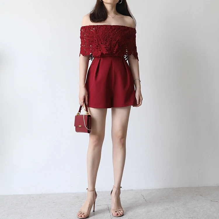 Женский комбинезон с открытыми плечами Junmpsuits пляжный в Корейском стиле