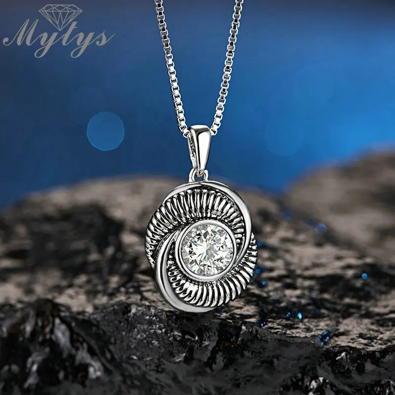 Mytys модное женское ожерелье с винтовым круглым кулоном Кристальное сердце