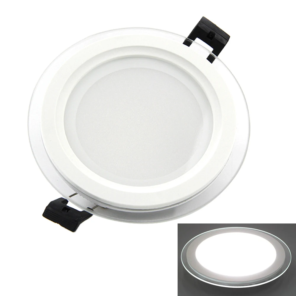 Ультра тонкий светодиодный Панель светильник круглый/квадратный Стекло 6 Вт 9 12 led