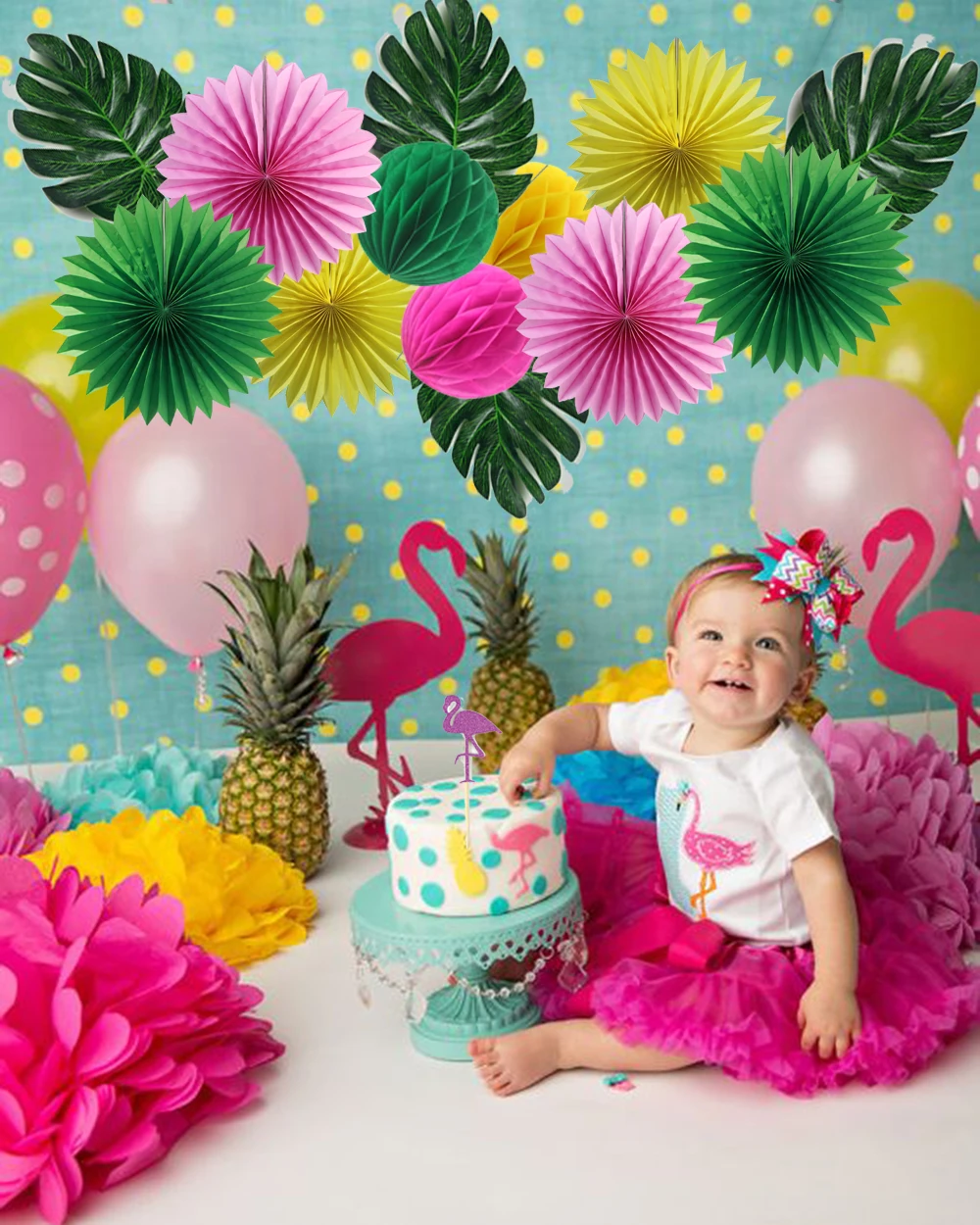 Hawaiian Party Decorations Flamingo Banner Paper Fans Pineapple Honeycomb Balls Decoration Tropical Summer Birthday Favors | Дом и сад