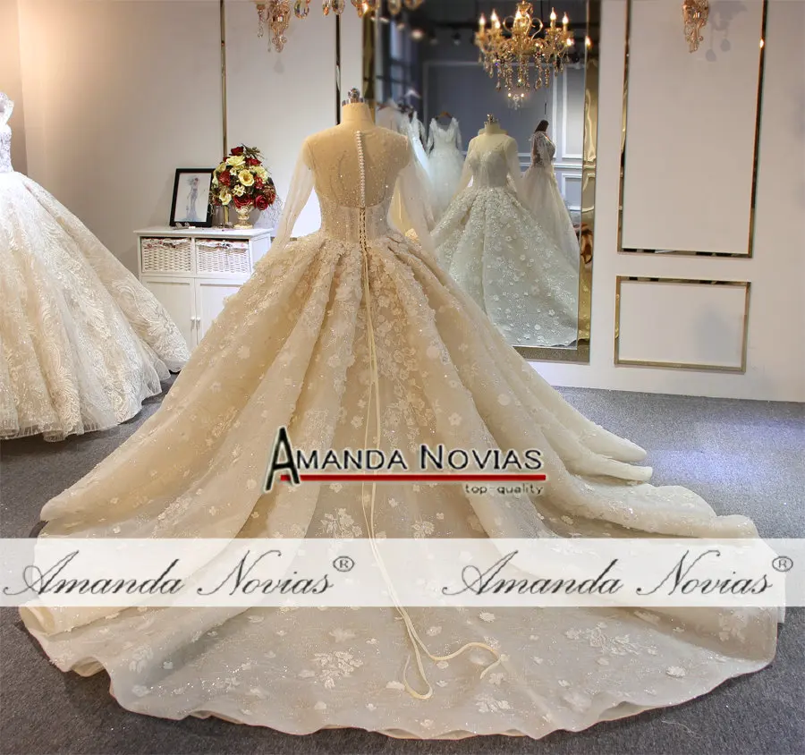 Длинное бальное платье с рукавами Свадебное Платье amanda novias высокого качества на заказ