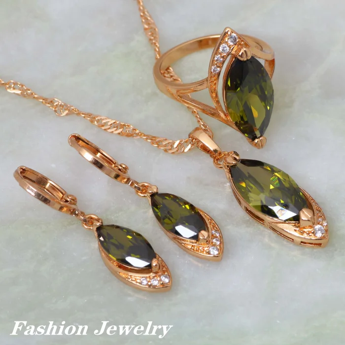 Новый 2021 Glam Luxe таинственный желтого золота кулон из перидота/кольцо/серьги