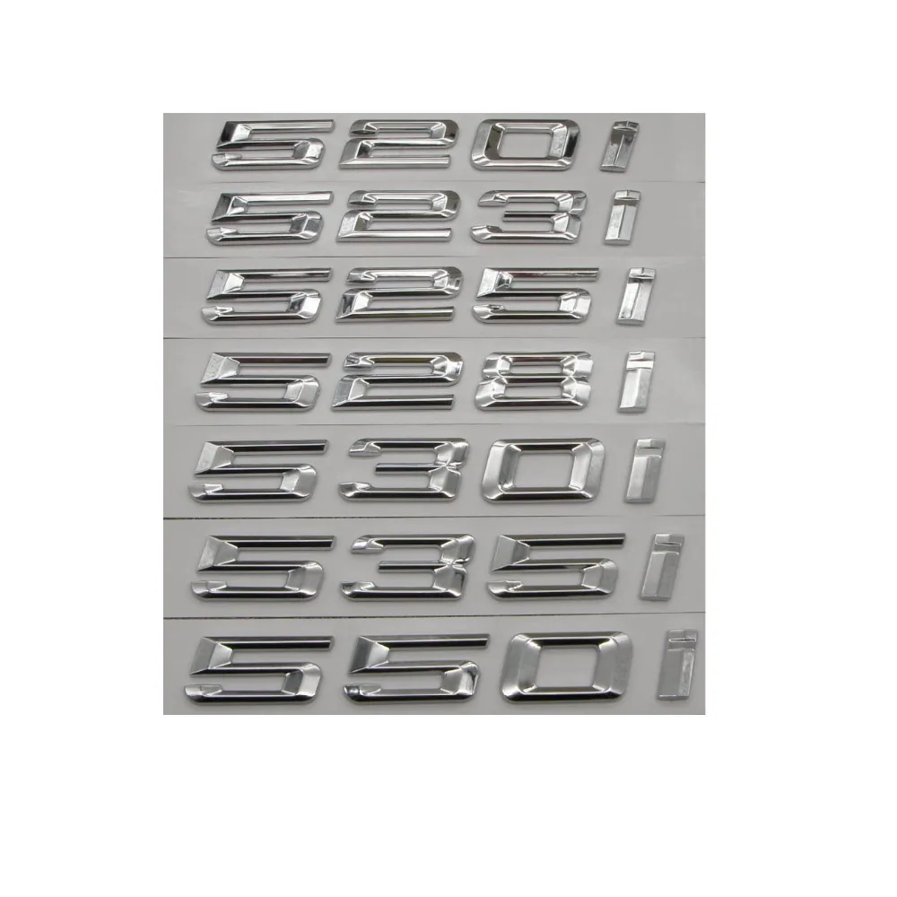 

Chrome Silver Number Letters Trunk Badge Emblem Emblems for BMW 5 Series 520i 523i 525i 528i 530i 535i 540i 550i 545i