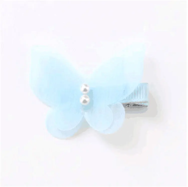 Light Blue 1 шт., жемчужные милые заколки для волос с бабочкой, Снежная пряжа, принцесса, для девочек, детские заколки для волос, заколка для волос, женские заколки, боковая заколка, аксессуары для волос - Цвет: Light Blue
