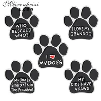 meirenpeizi i love my dog black pendant human hand print and dog print pins lapel pin badge best friend