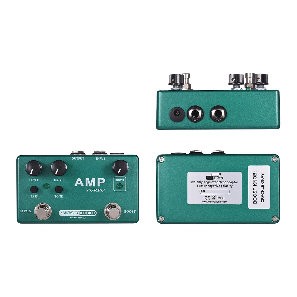 MOSKY AMP TURBO 2-в-1 гитарная педаль Boost + Классический Overdrive эффекты металлический