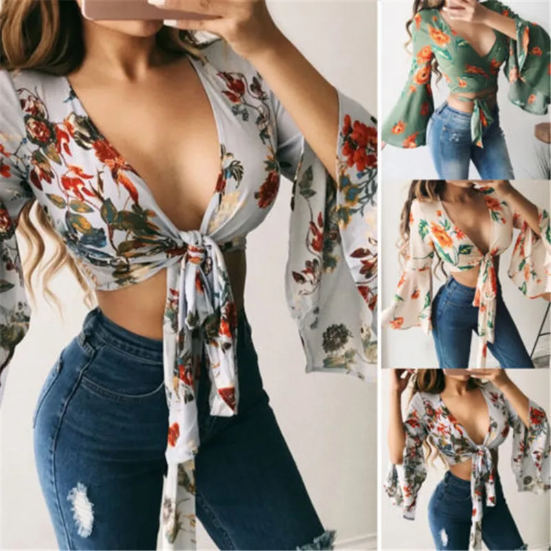 

Women Fashion Sexy Blouses Womens Summer Blouse Top Long Sleeve Ladies Casual V Neck Blouses Loose Tops