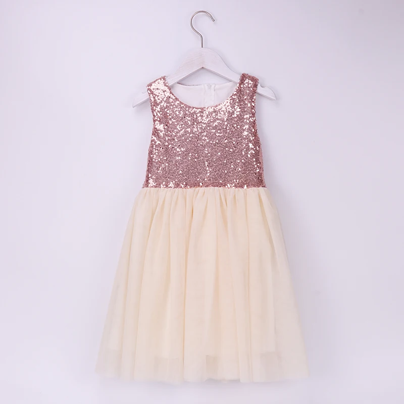 Flower Girls Dress Sequin Toddler Kids Party Sparkle Glitter Tutu Birthday Summer Rose Gold | Детская одежда и обувь