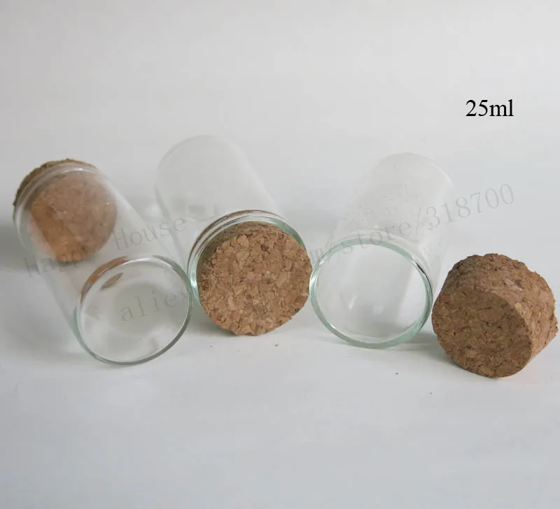 

360 x 25ml Empty Transparent Glass Tube with Cork Stopper Clear Glass Cork Stopper Bottles Vials Sample Jar Clear Containers