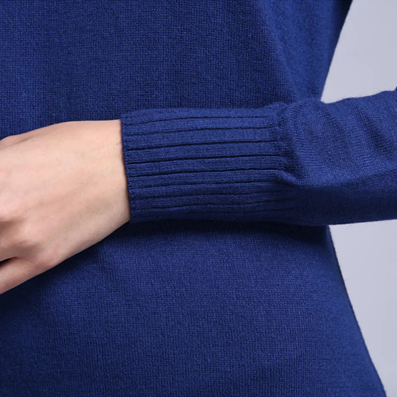 Sparsil Women's Autumn O-Neck Cashmere Blend Pullover Sweater Fashion Lady Rib Cuff Knitted Hem Split Design Knitwear Sweaters | Женская