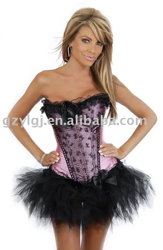 Розовое черное сексуальное нижнее белье Женский атласный корсет на шнуровке с