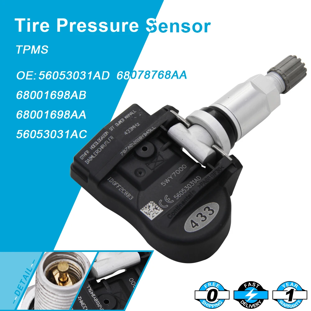 1X TIRE PRESSURE SENSOR TPMS OEM 433 MHz Fit For Chrysler Dodge Jeep 56053031AD | Автомобили и мотоциклы