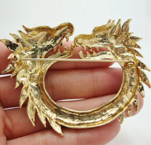 Двойной кран в стиле модерн Dragon Брошь булавка виде животного Blue Зеленый страз