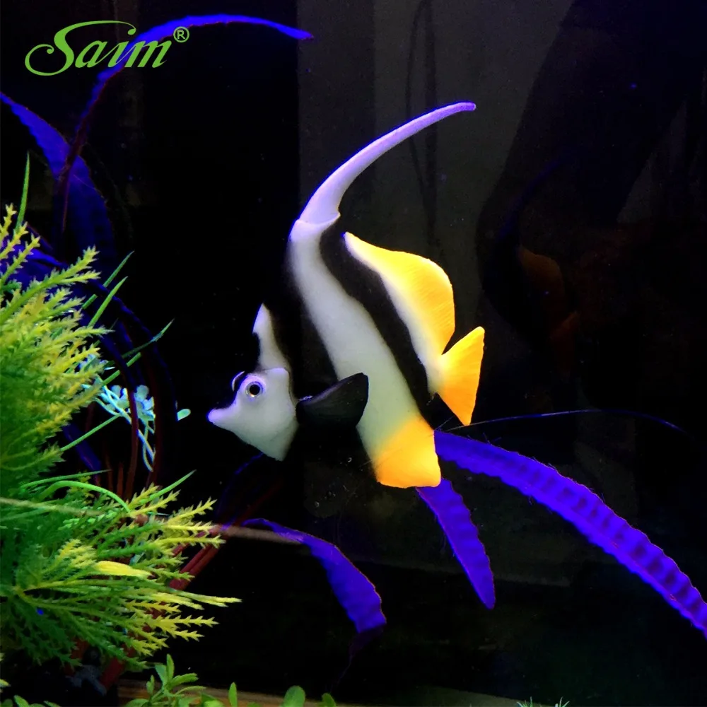 

4.7" Saim Simulated Tropical Fish Aquarium Ornaments Acuarios Fish Tank Rubber Artificial Floating Fishes Decoration