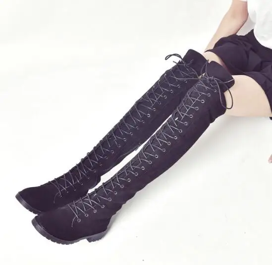 Большие 43 популярные женские сапоги мотоциклетные зимние модные на квадратном