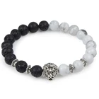 Браслет из натурального камня с леопардовым рисунком головы льва Будды